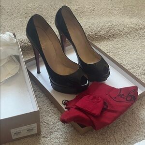 Christian Louboutin Black Patent Peep Toe Heels